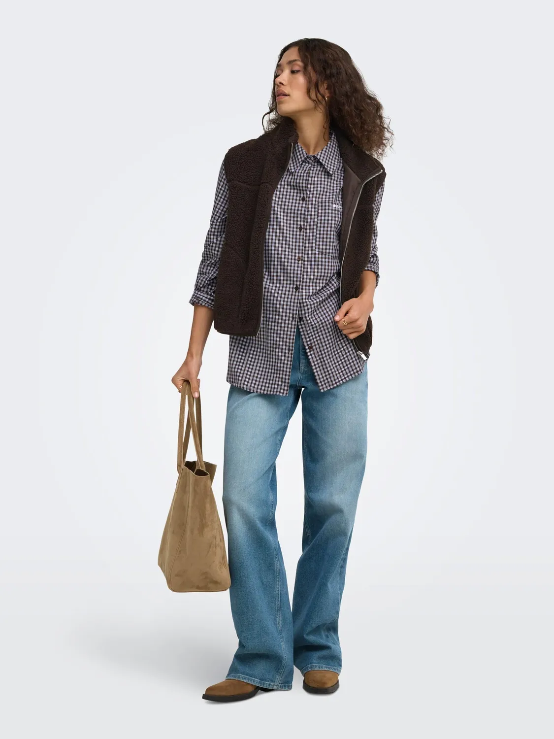 ONLY Onlsurani camicia a quadri donna Blu Marine