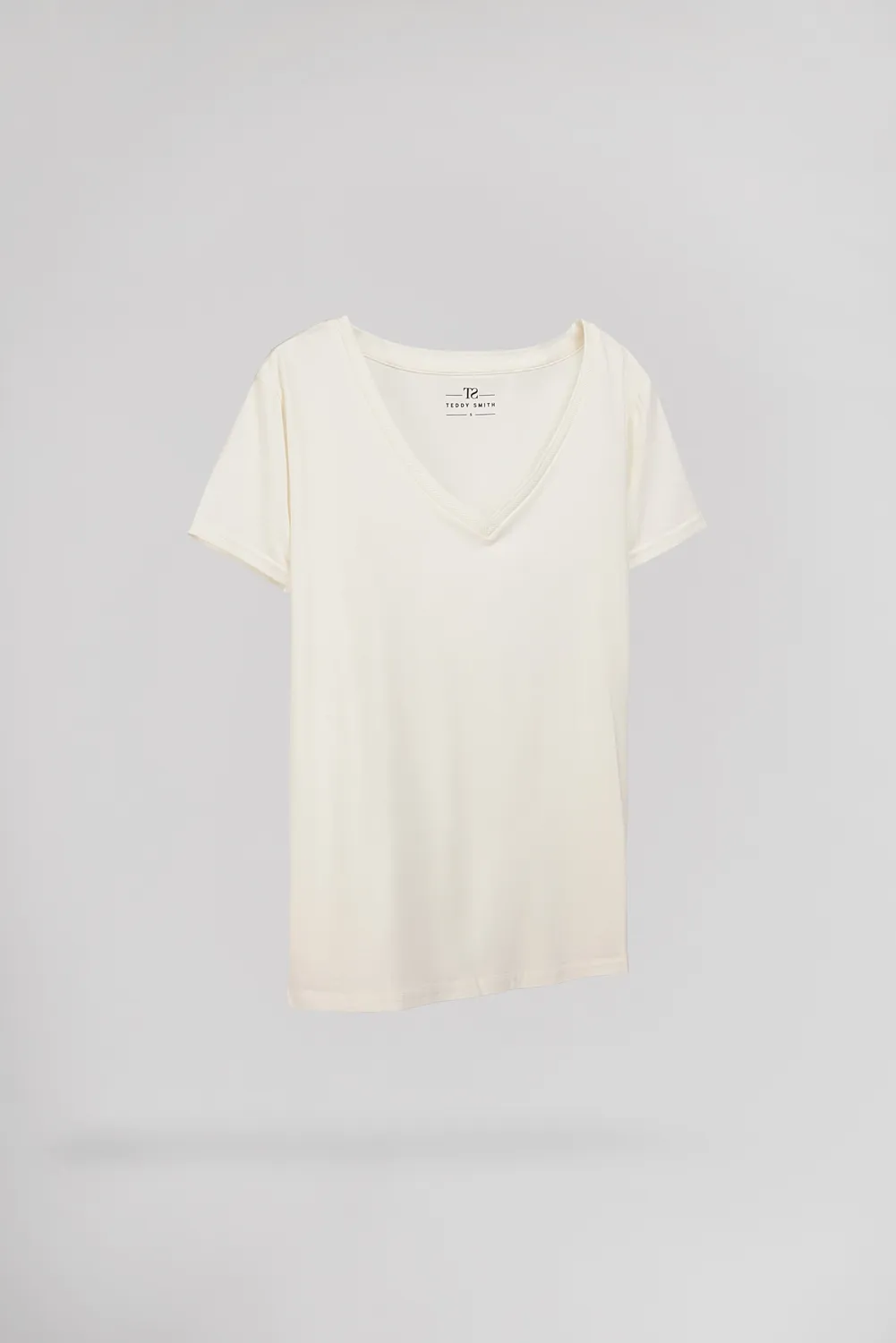 Teddy Smith T-Mia MC t-shirt bianco scollo a V