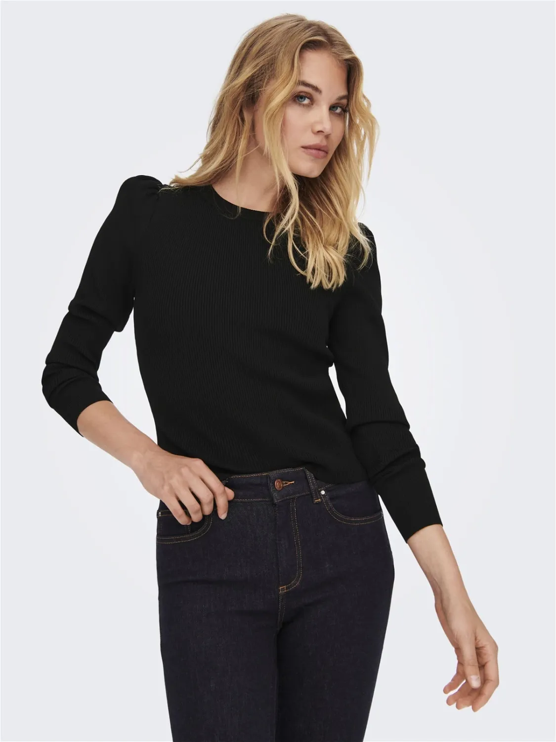 ONLY Onlsally Maglione Donna Nero Collo Rotondo