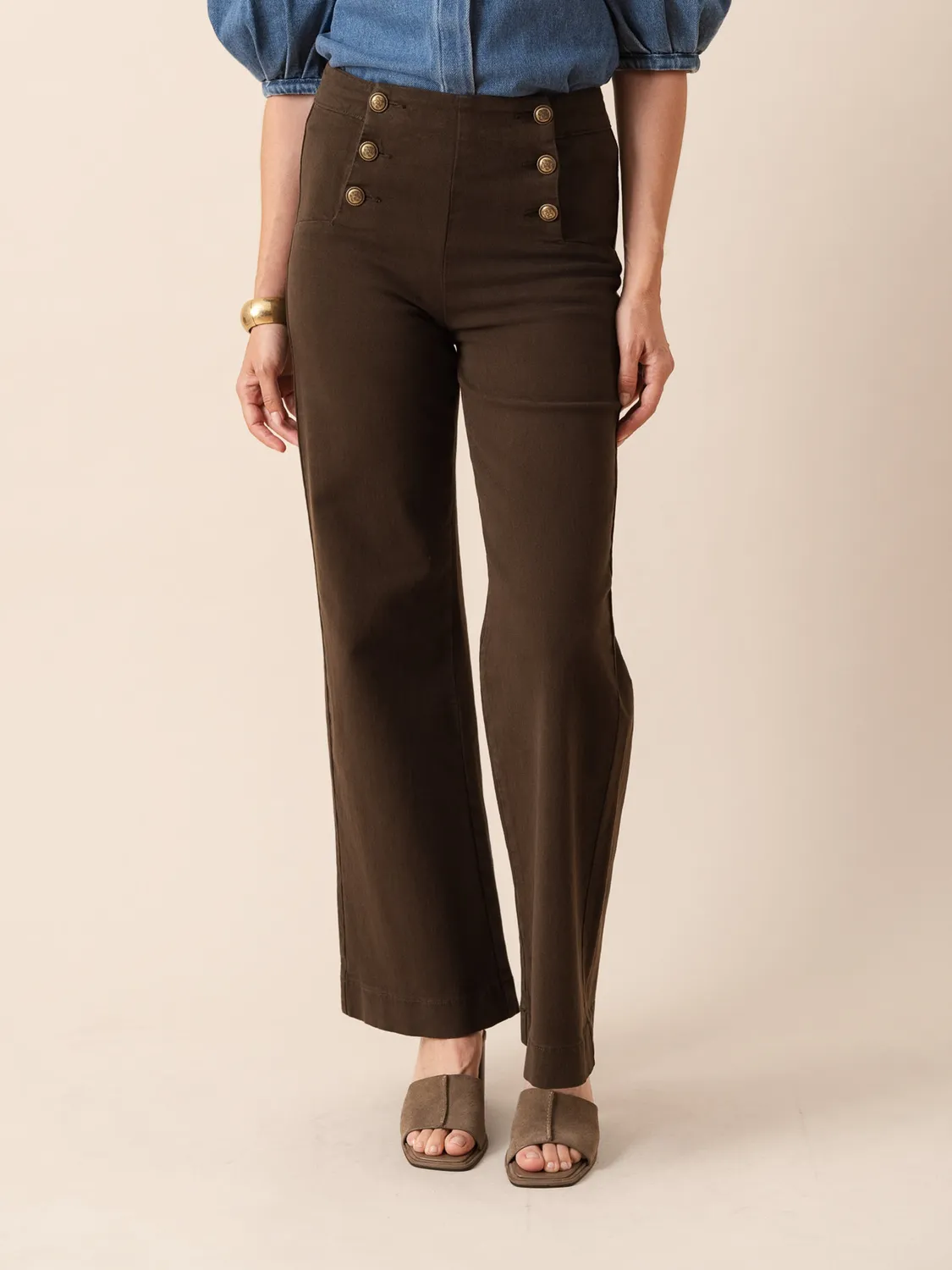 Oraije Victo jeans wide cioccolato alte
