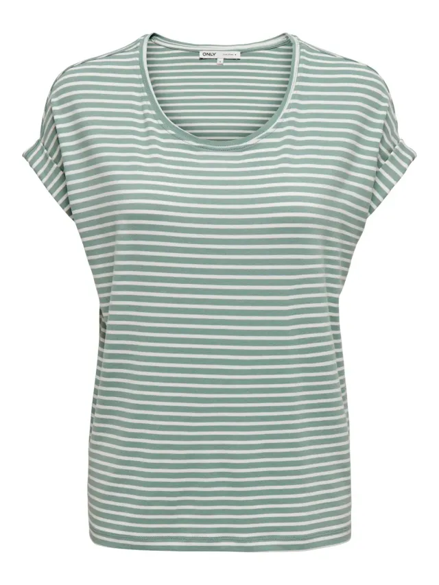 ONLY Solo maglia righe manica corta scollo rotondo Cloud Dancer