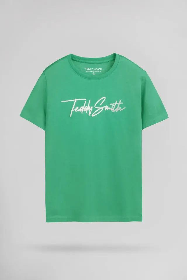 Teddy Smith T-Evan Jr T-Shirt Cotone Verde Bambino