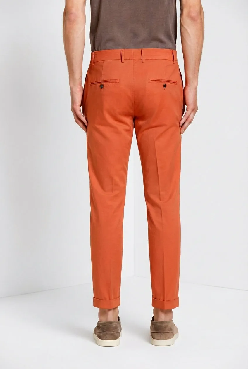 Mason's Milano chino uomo gabardina stretch mattone extra slim