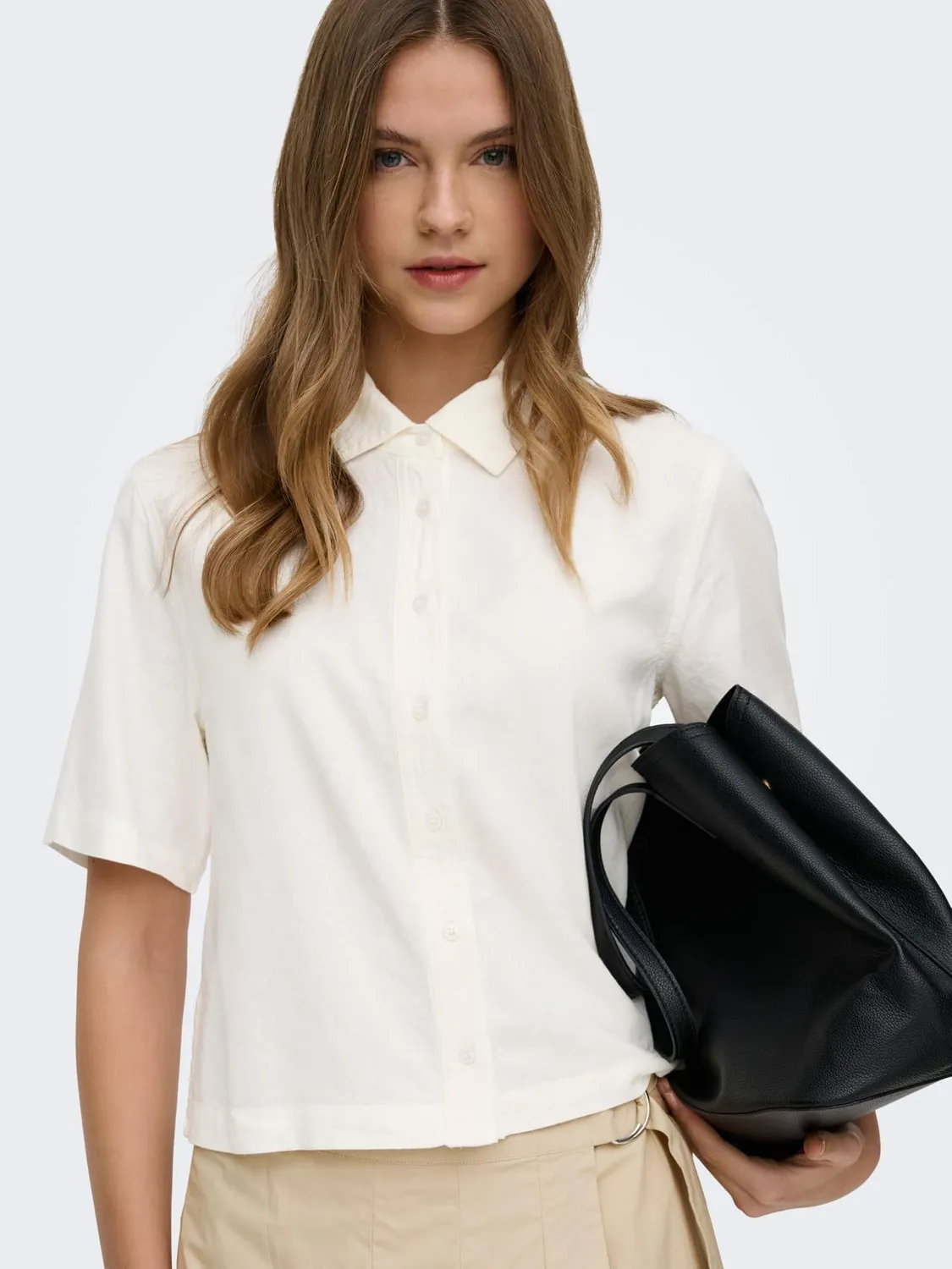 ONLY Cloud Dancer camicia S azzurra leggera