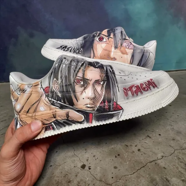 Nike Air Force 1 Sasuke Itachi sneakers dipinte a mano anime