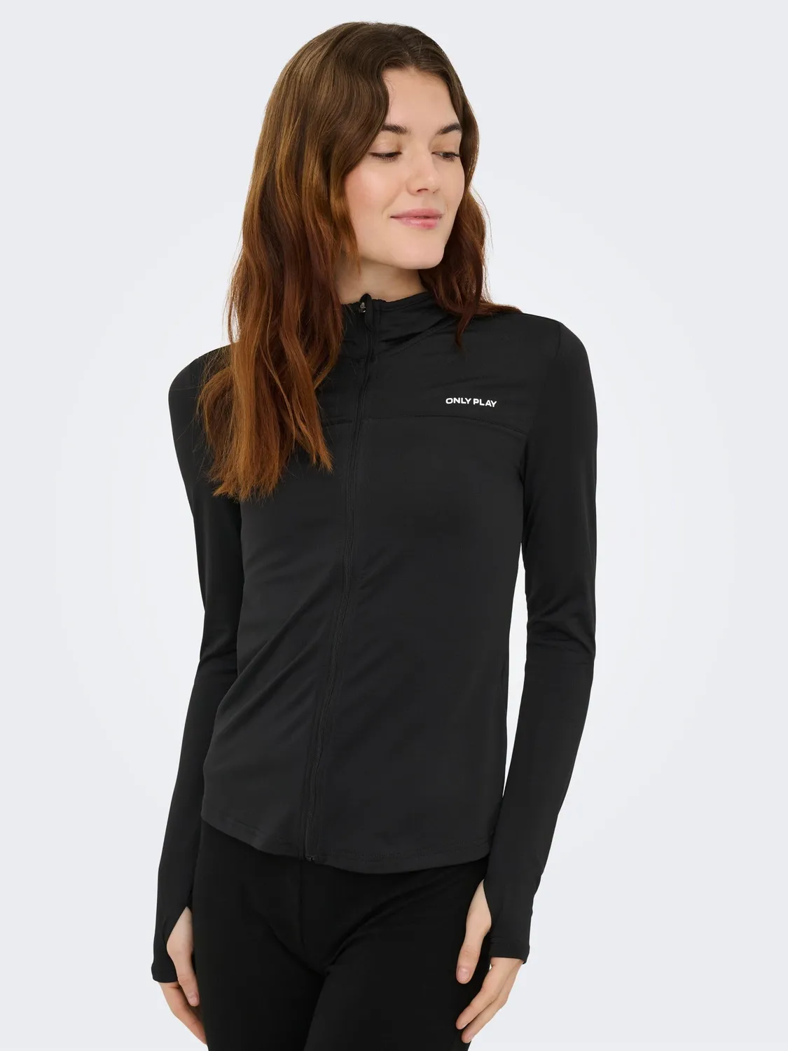 Only Play Onpmila top donna zip nero manica lunga