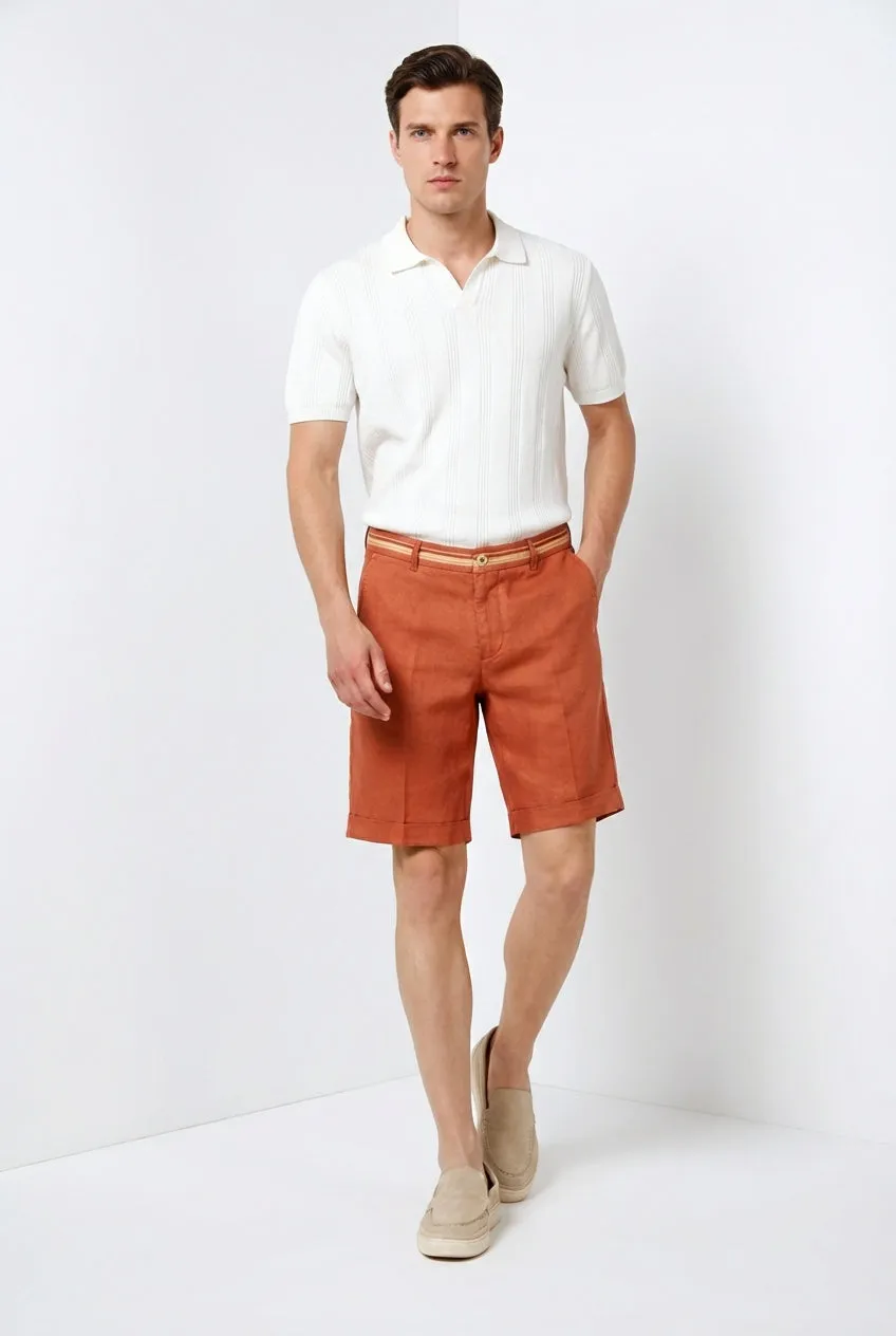 Mason's Torino Oxford bermuda chino mattone slim lino