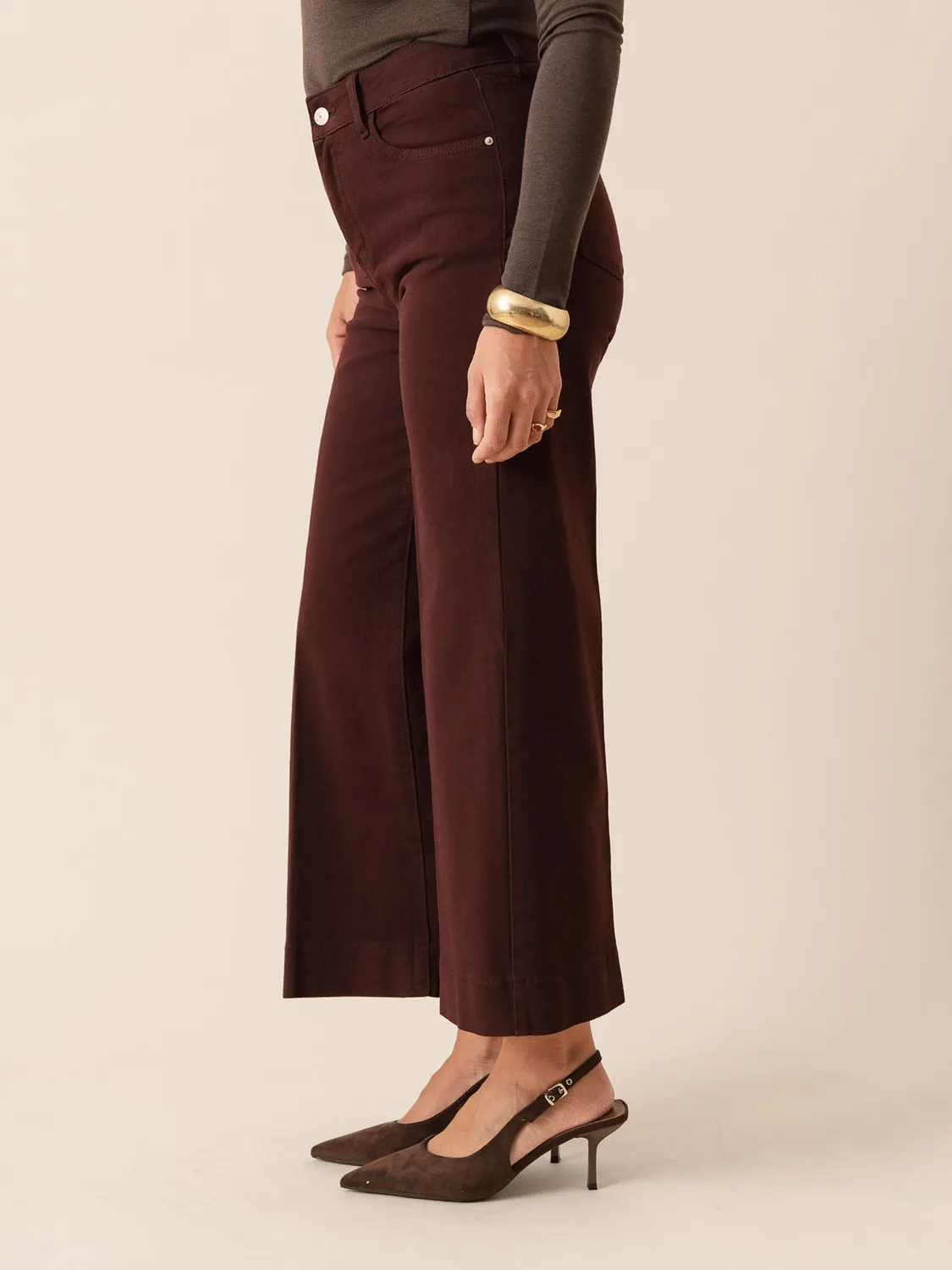 Oraije Windy jeans wide bordeaux per petite