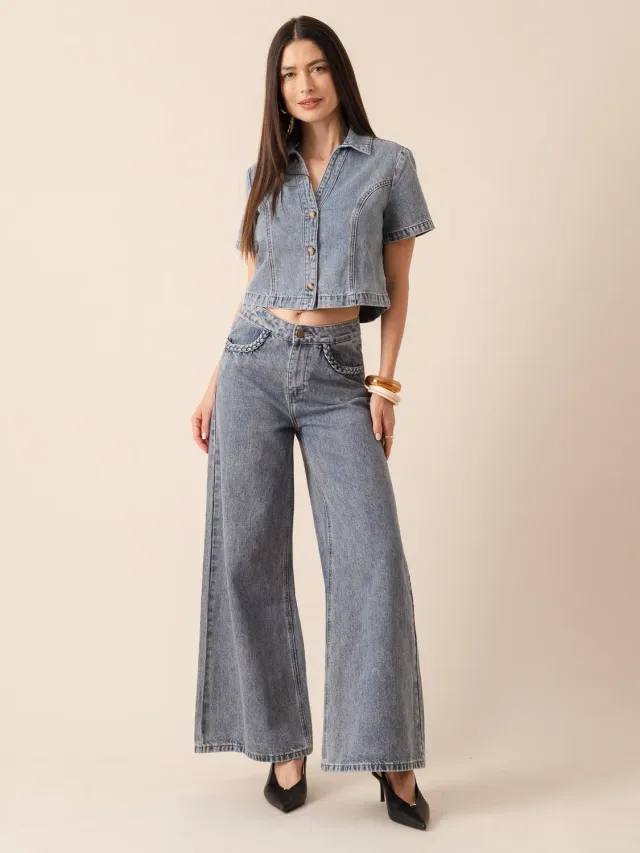 Oraije Lydie jeans palazzo blu vintage