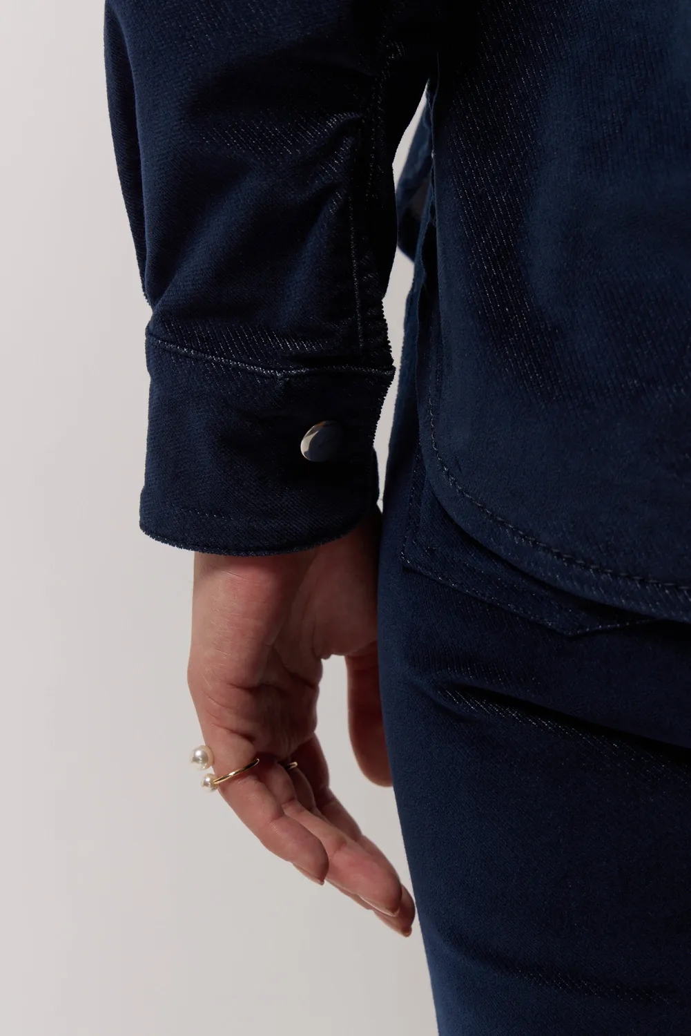Acquaverde Topaze Camicia Velluto Indigo Ampia