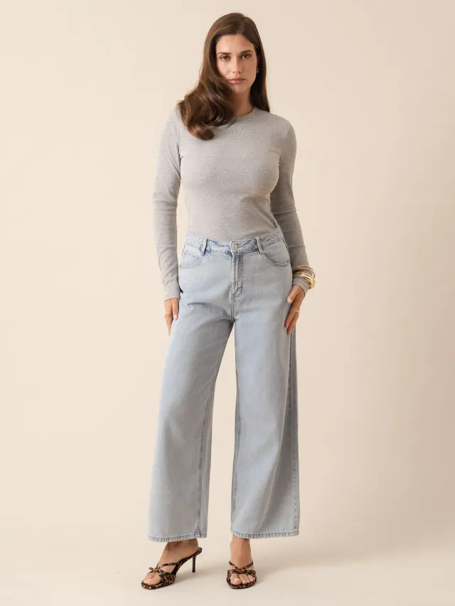 Oraije Joy pantaloni wide azzurro lyocell