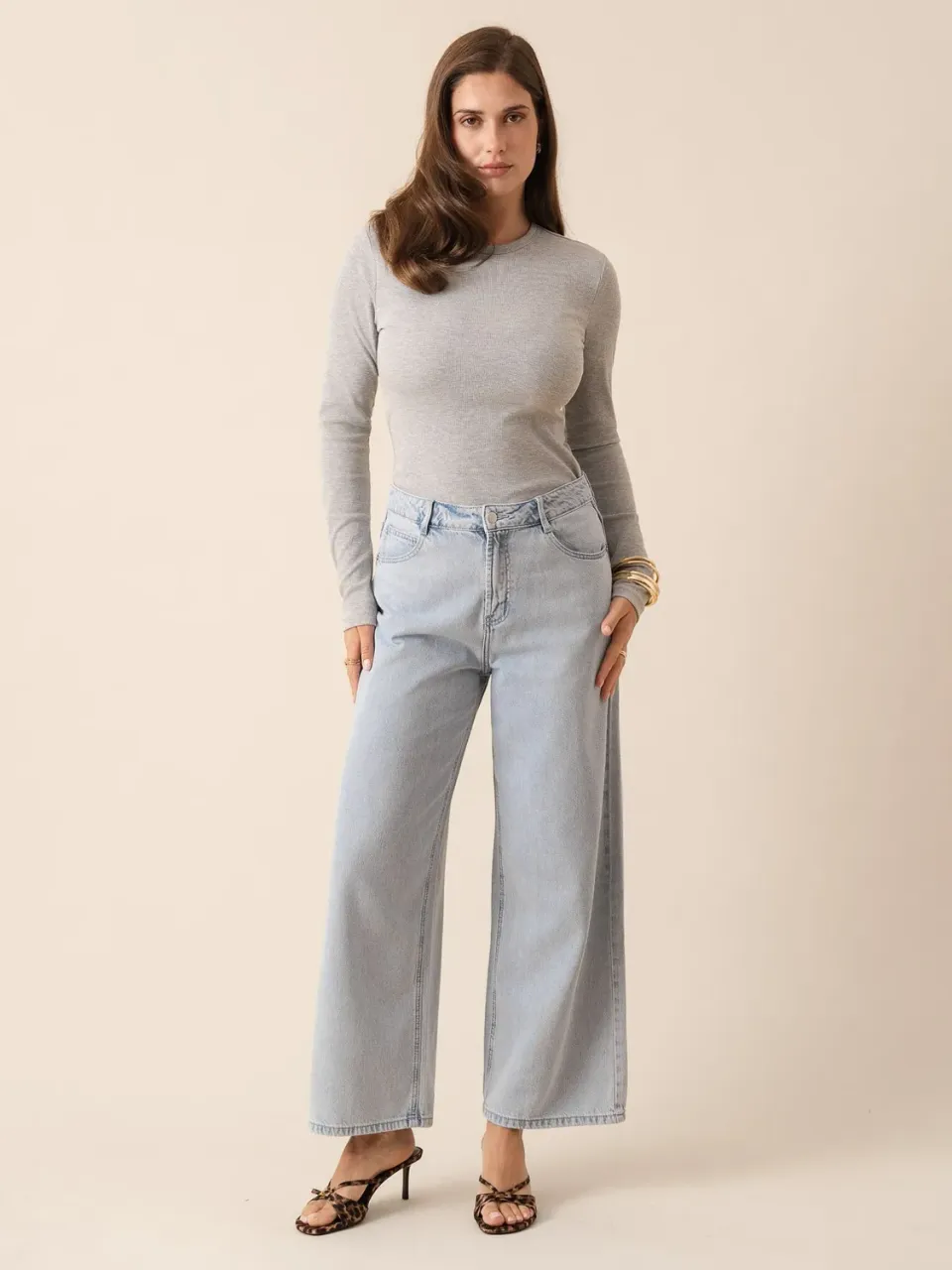 Oraije Joy pantaloni wide azzurro lyocell