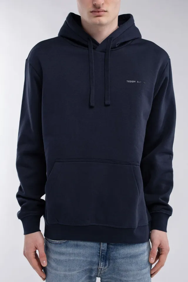 Teddy Smith S-Nark felpa uomo cappuccio blu navy