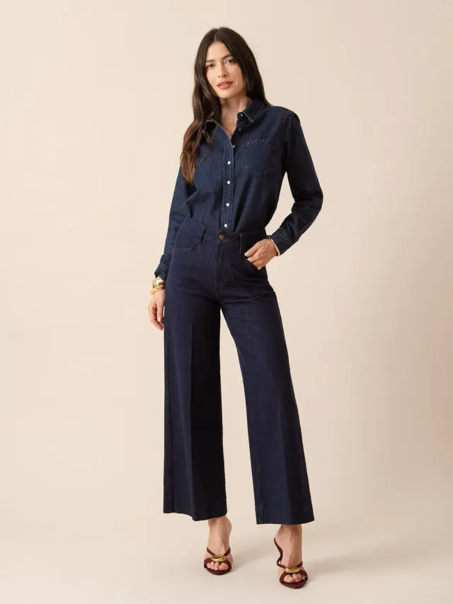 Oraije Basile jeans wide leg brut vita alta chic