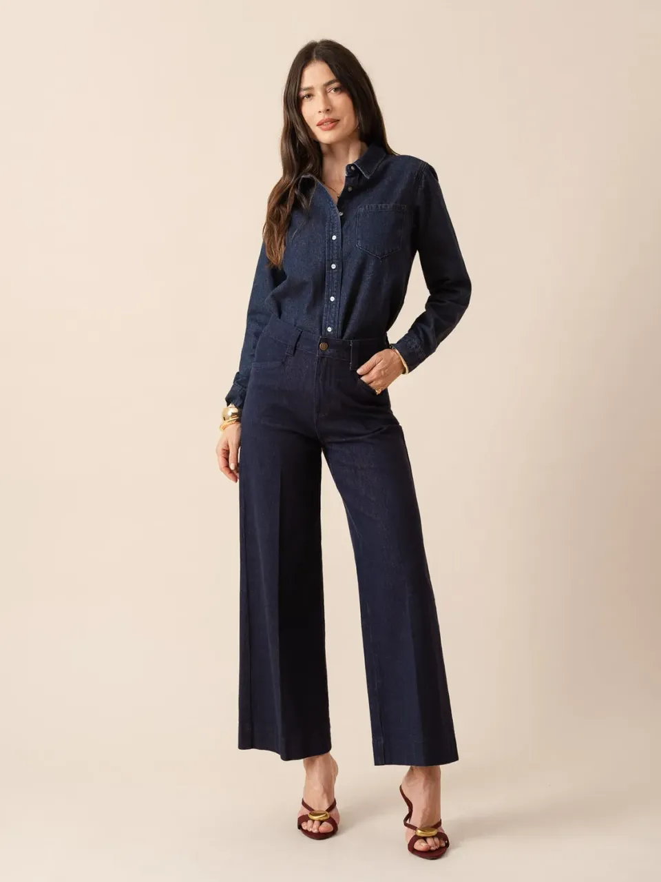 Oraije Basile jeans wide leg brut vita alta chic