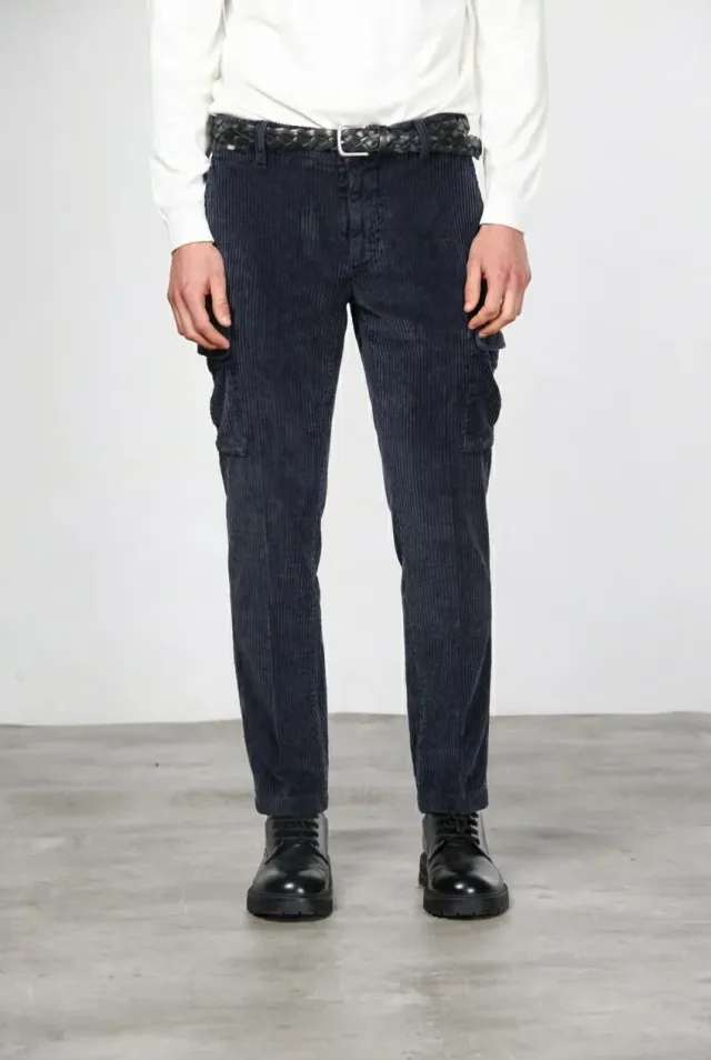 Mason's Chile Pantalone Cargo Velluto Blu Notte Regular