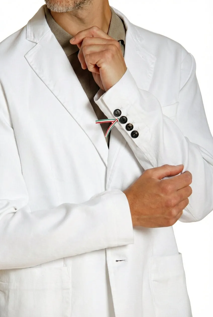 Mason's Da Vinci blazer uomo bianco lino e cotone