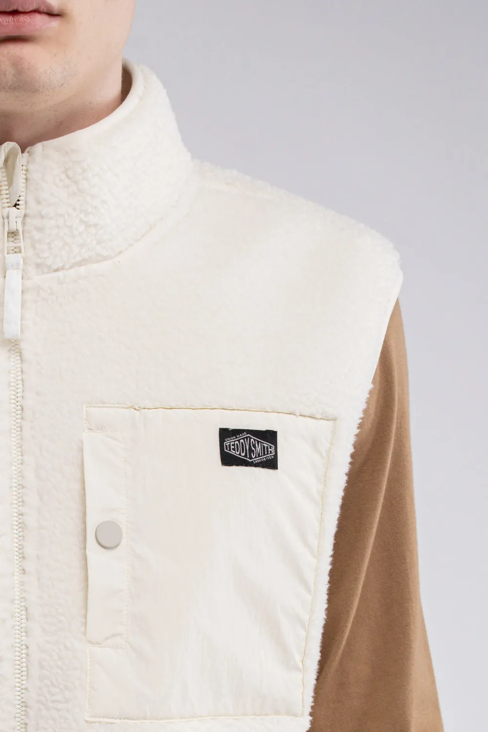 Teddy Smith B-Field gilet avorio uomo sherpa