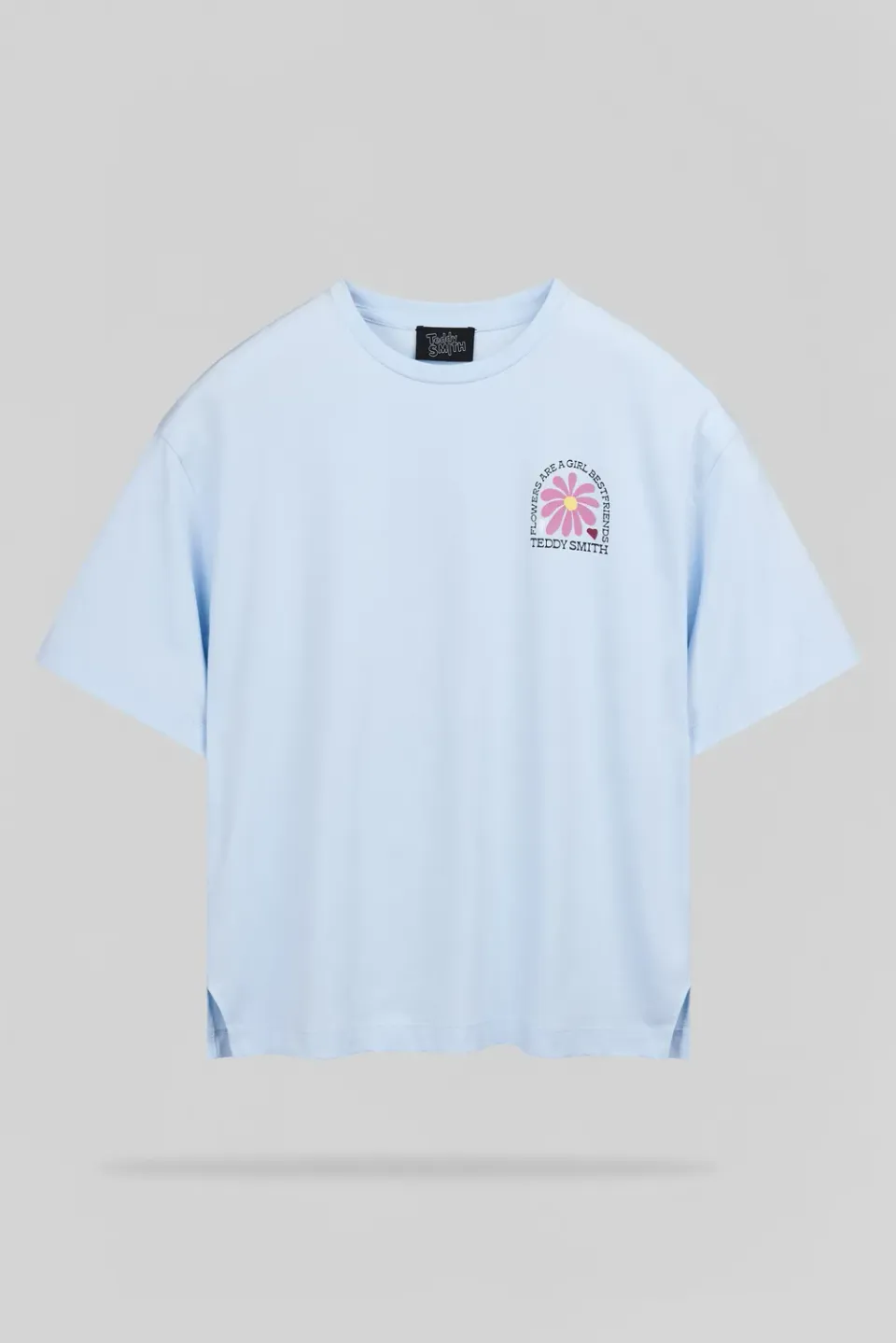 Teddy Smith T-Flowa t-shirt donna azzurro stampa fiori loose fit