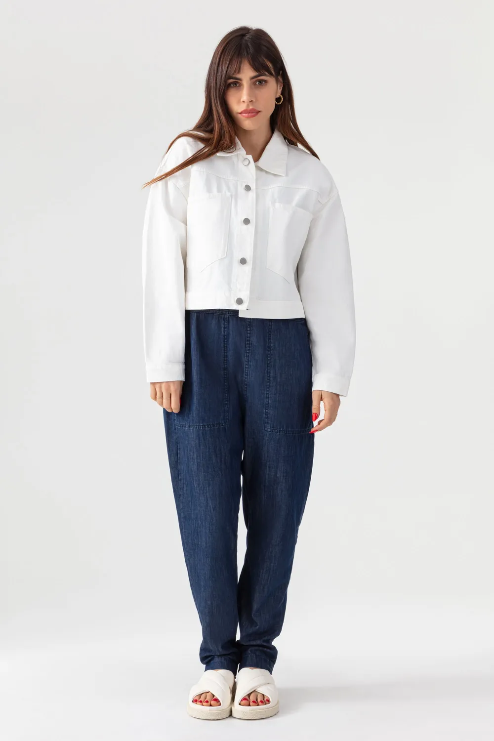 Acquaverde Dean Off White giacca jeans corta