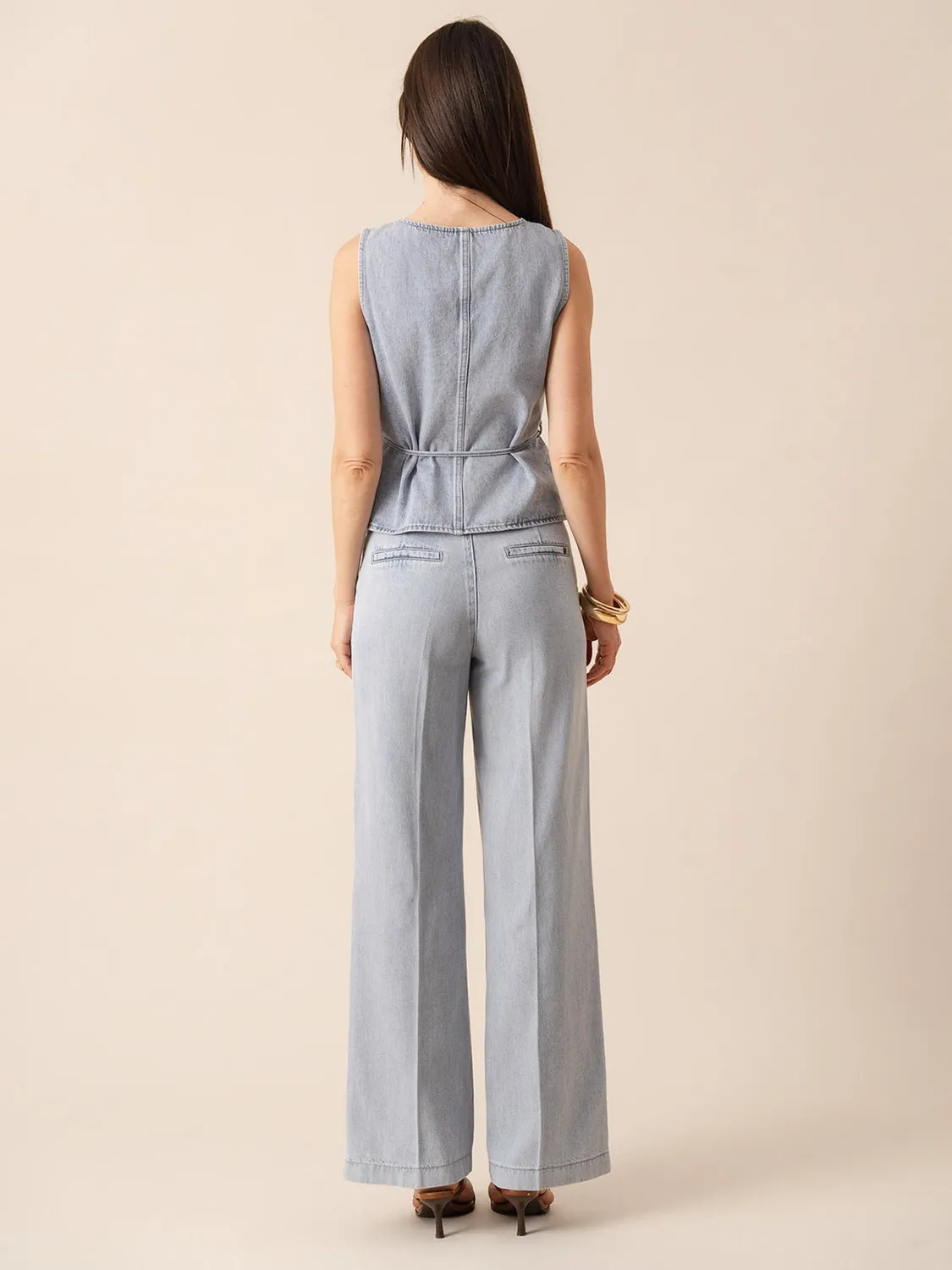 Oraije Eleonore jeans wide azzurro chiaro lyocell