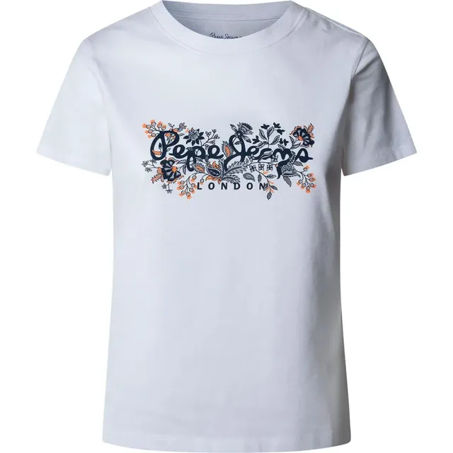 Pepe Jeans Rosalind T-Shirt Donna M fiori bianca
