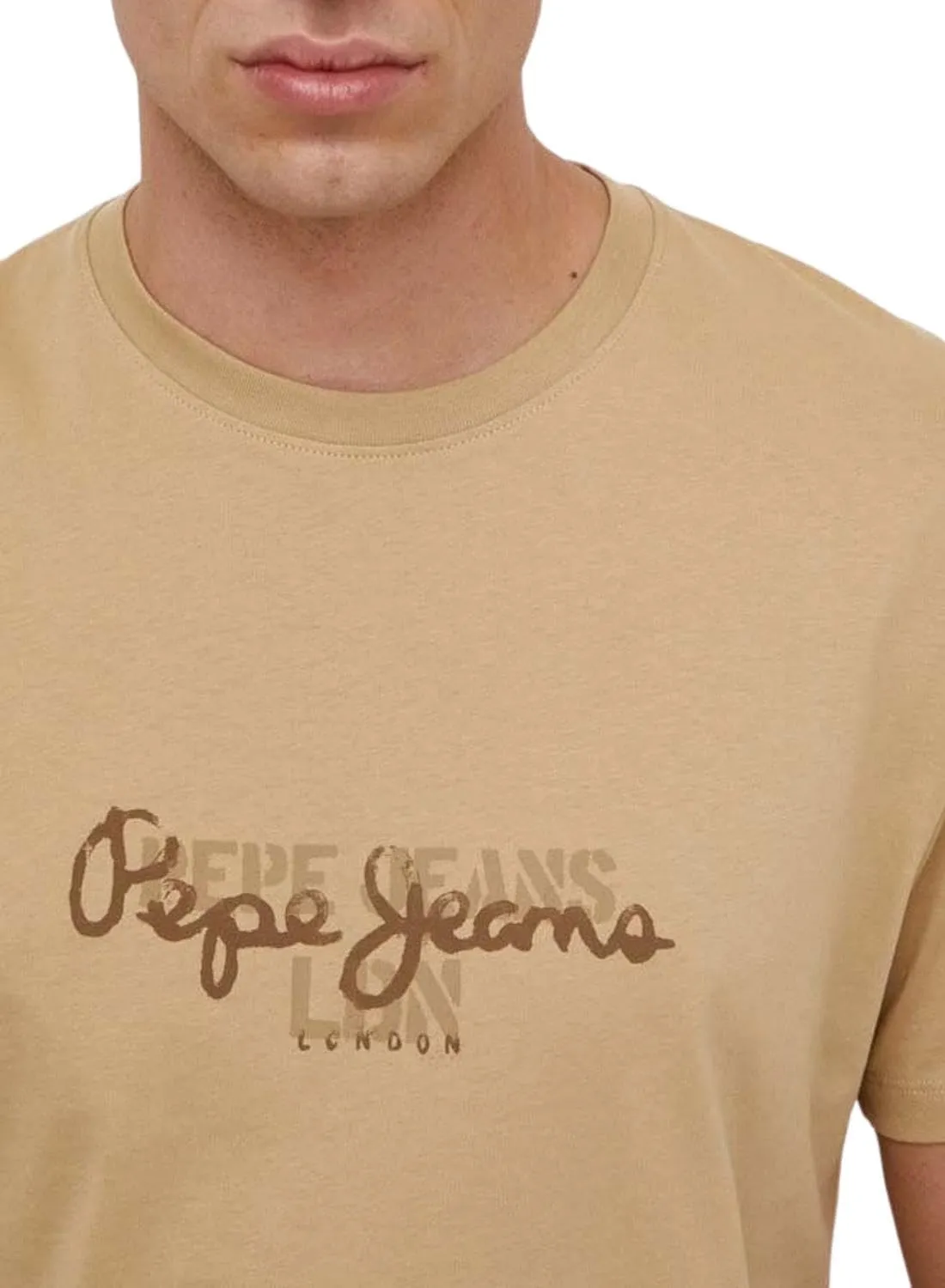 Pepe Jeans Chris t-shirt uomo beige cotone