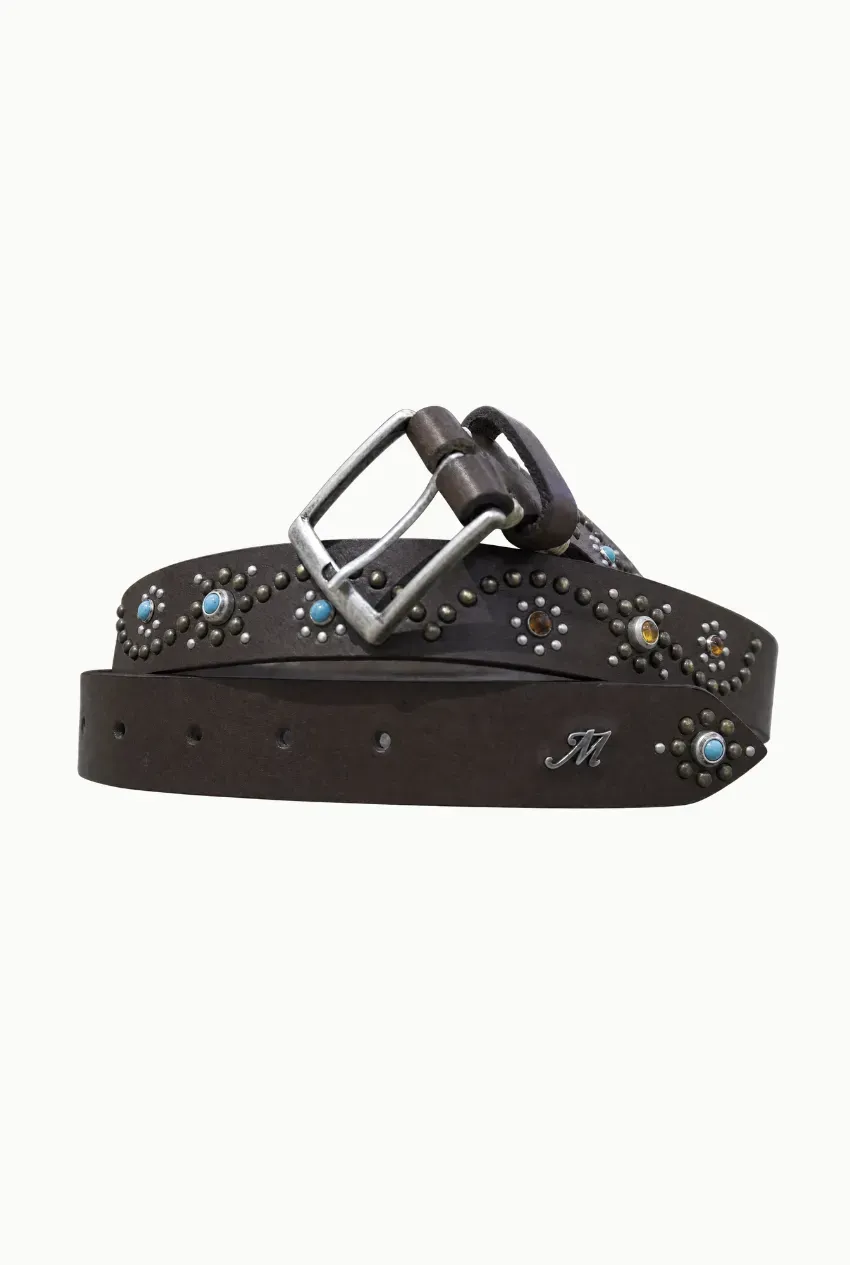 Mason's cintura in pelle borchie marrone