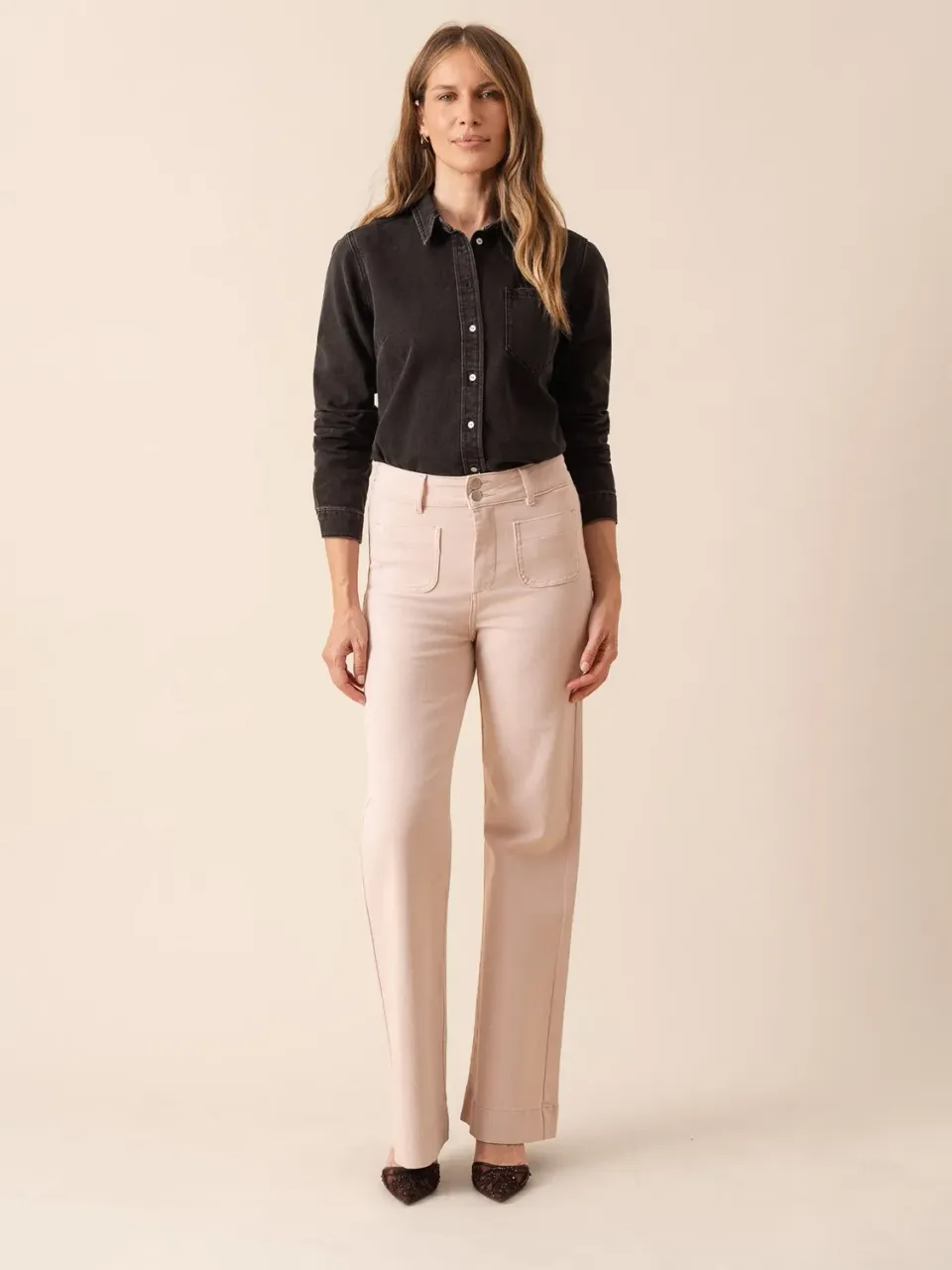 Oraije Elena jeans flare rosa cotone