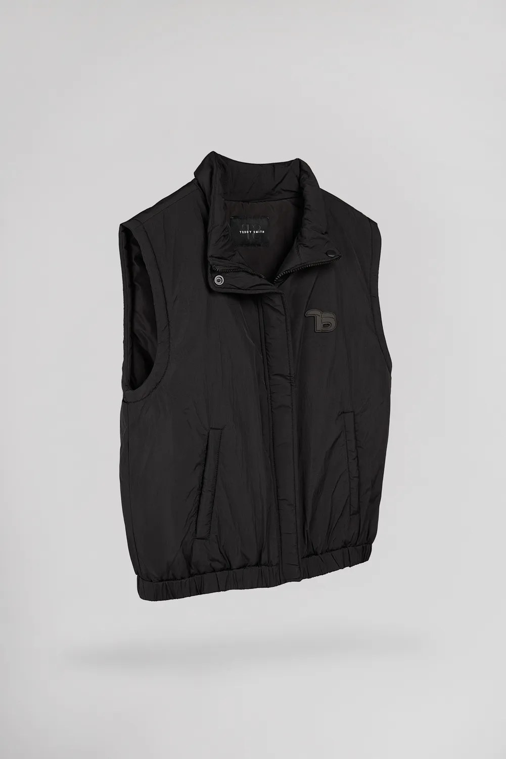 Teddy Smith B-Tessa piumino smanicato nero collo alto donna