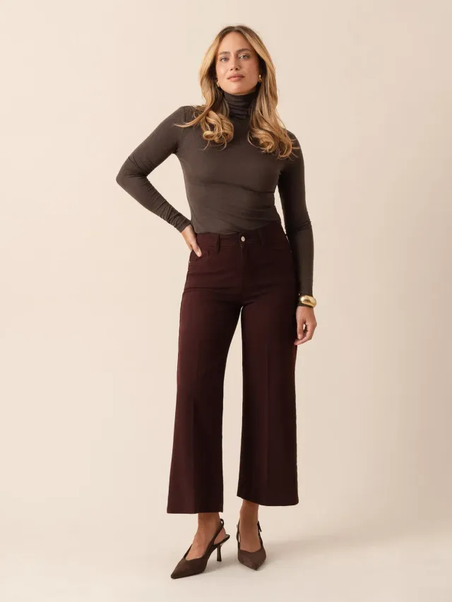 Oraije Windy jeans wide bordeaux per petite