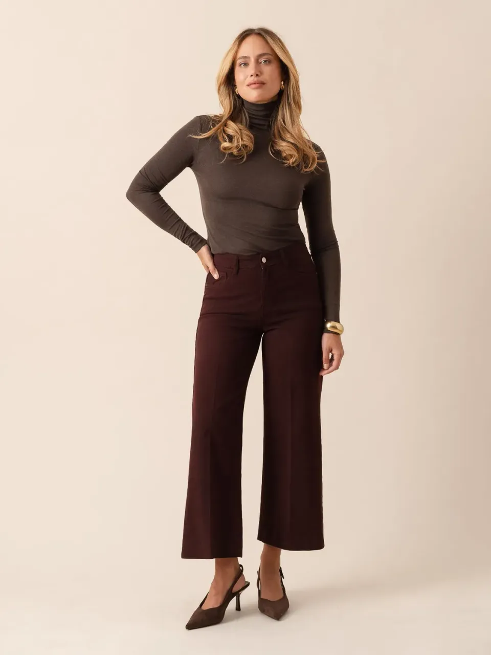 Oraije Windy jeans wide bordeaux per petite