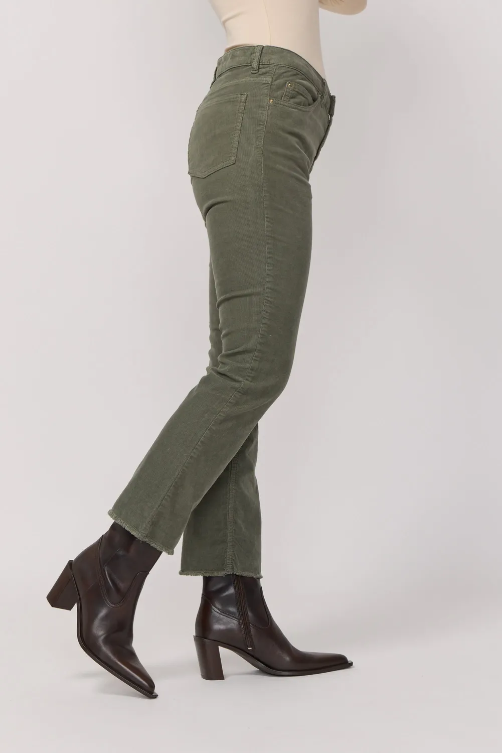 Acquaverde Cara Military Kaki pantalone bootcut velluto