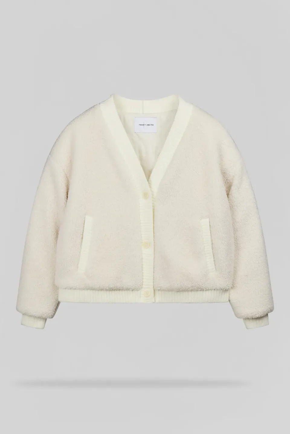 Teddy Smith G-ATESS MIDDLE WHITE cardigan sherpa ecrù donna
