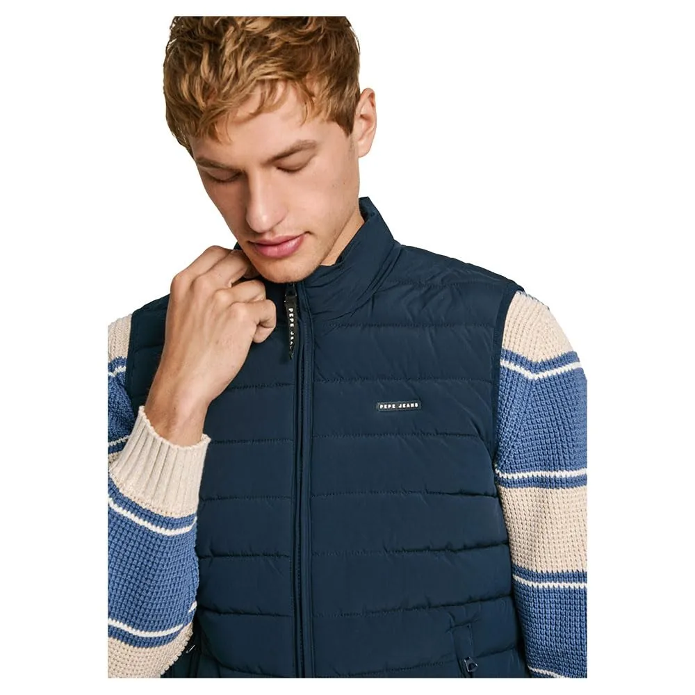 Pepe Jeans Toby gilet uomo M blu imbottito collo imbuto