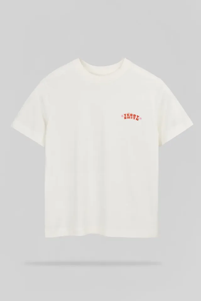 Teddy Smith T-Bird MC JR Middle White t-shirt bambina cotone