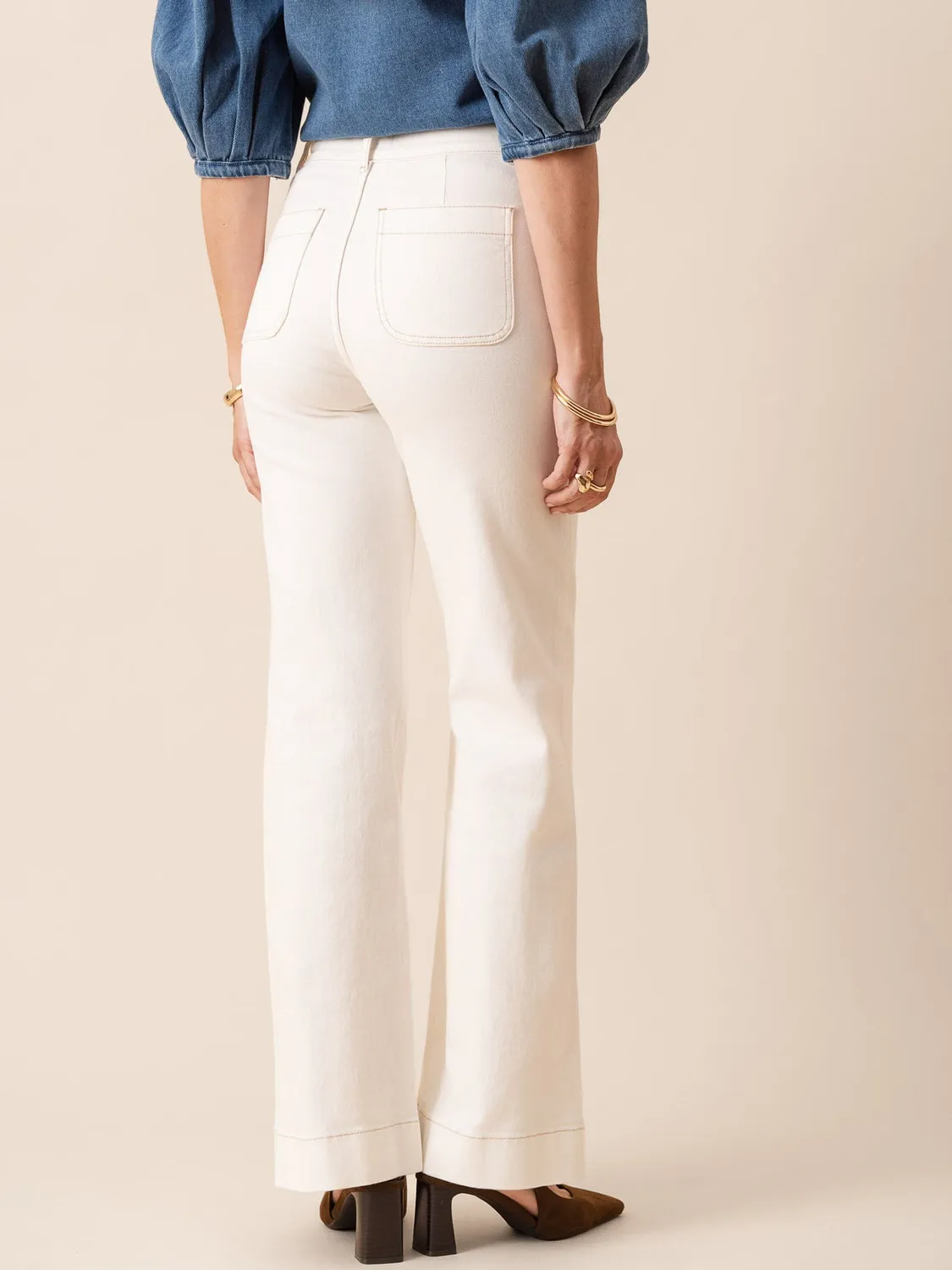 Oraije Elena jeans flare bianco taupe