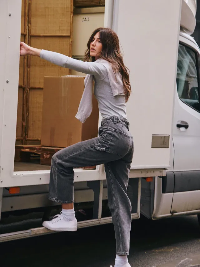 Oraije Andrea jeans dritti grigio vita regolabile