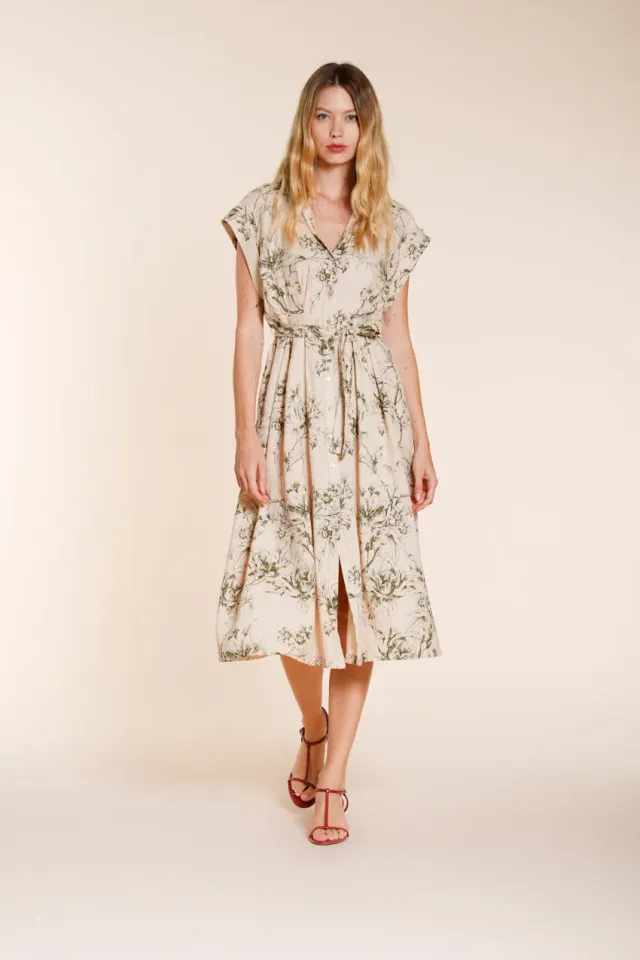 Mason's Yoko Abito Donna Beige Fiori Lino Viscosa
