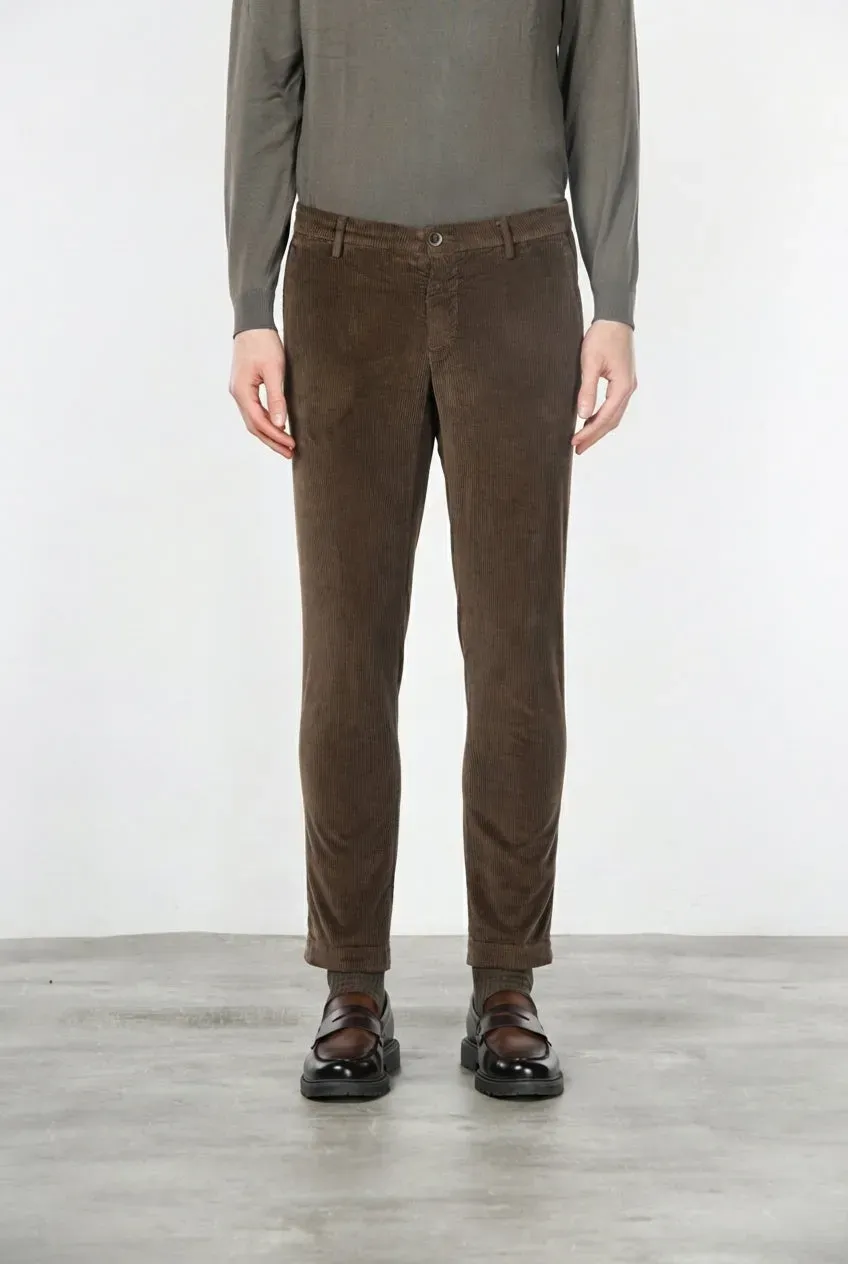 Mason's Milano chino uomo velluto marrone extra slim 500 righe