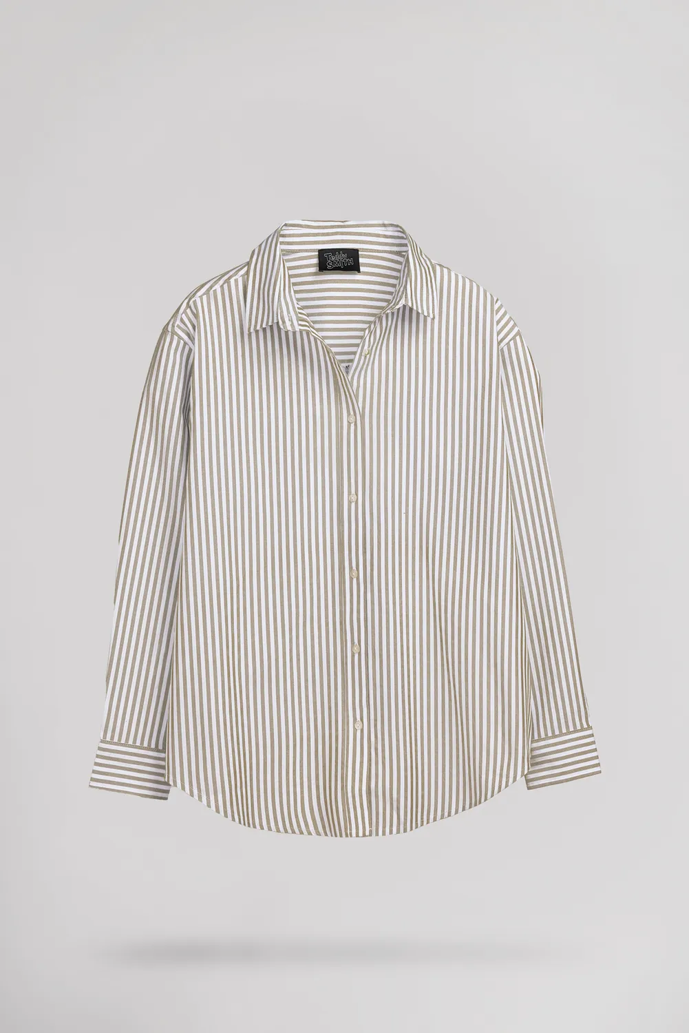 Teddy Smith C-Line ML camicia righe oliva oversize donna