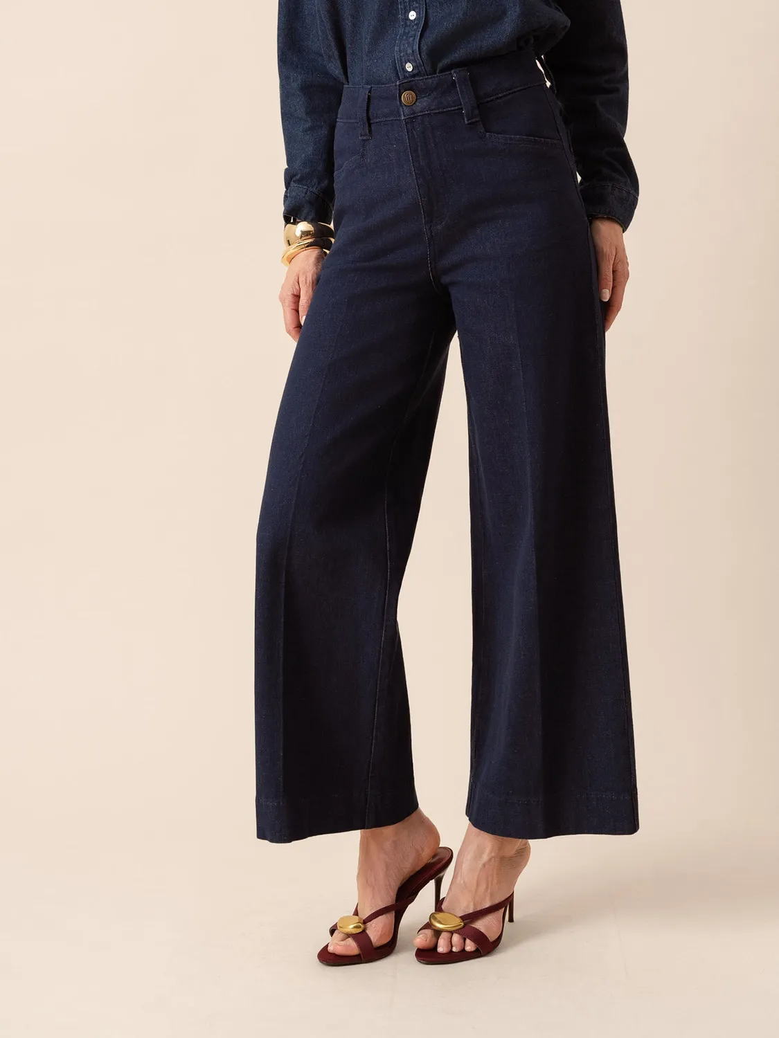 Oraije Basile jeans wide leg brut vita alta chic