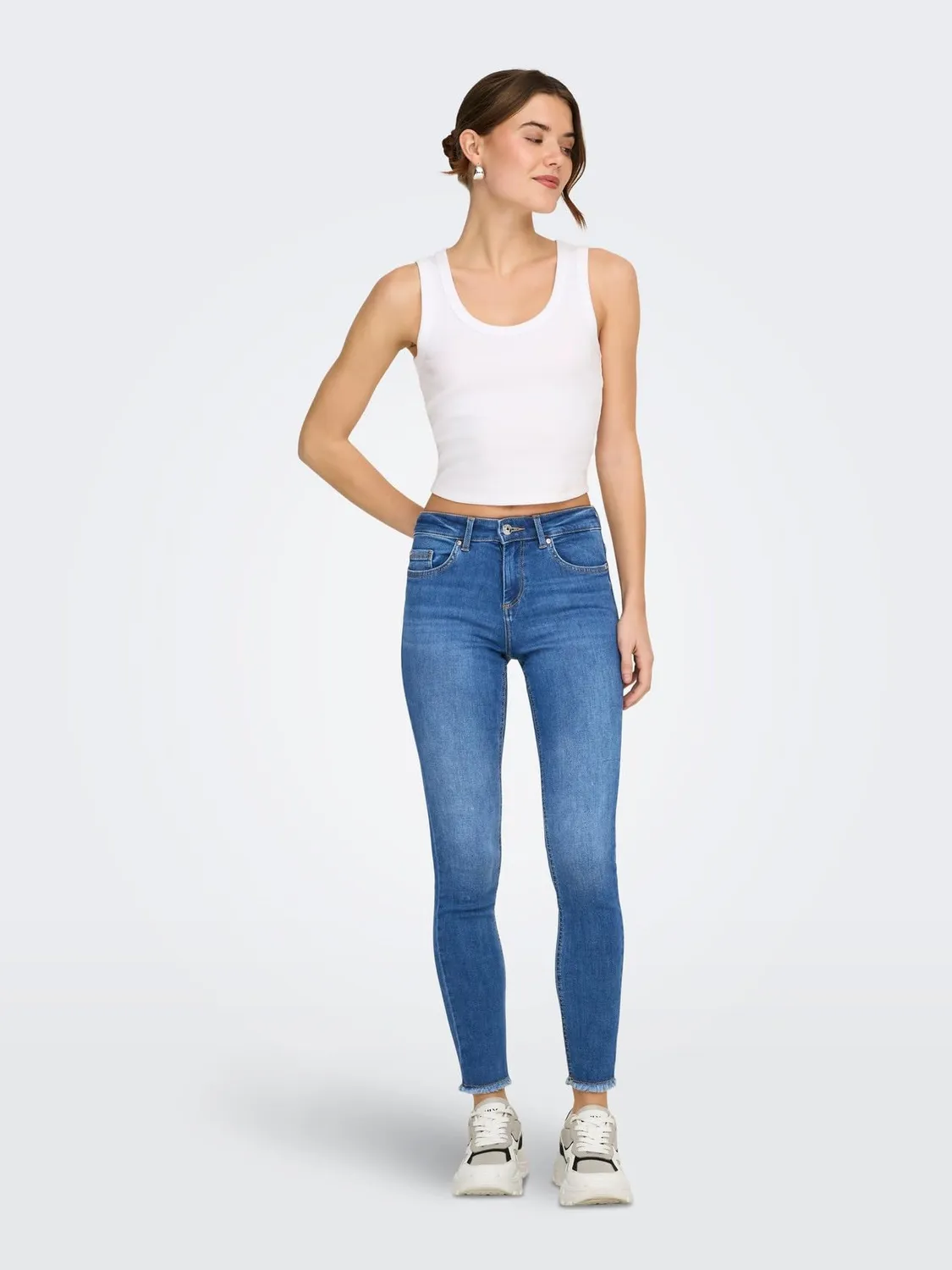 ONLY ONLBLUSH Mid SK Jeans Donna Blu gamba skinny S