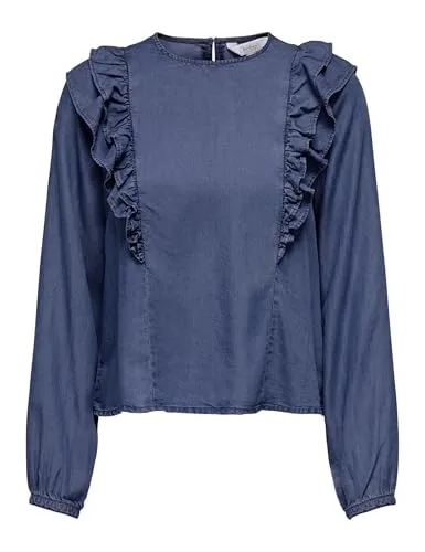 ONLY Onlcharis Life Frill top mix blu chiaro