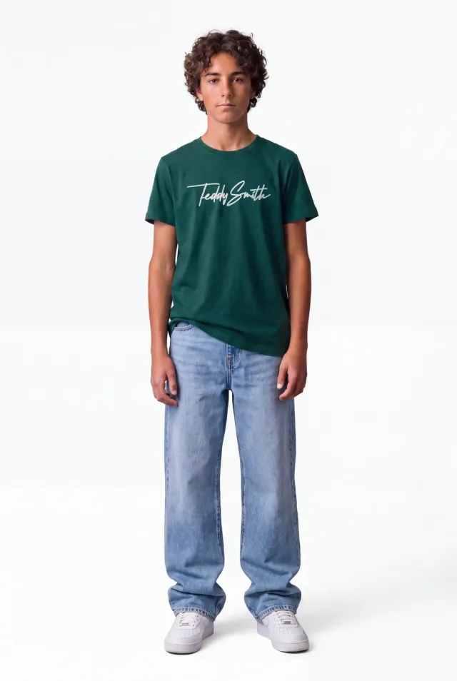Teddy Smith T-Evan MC JR t-shirt bambino verde vert pin