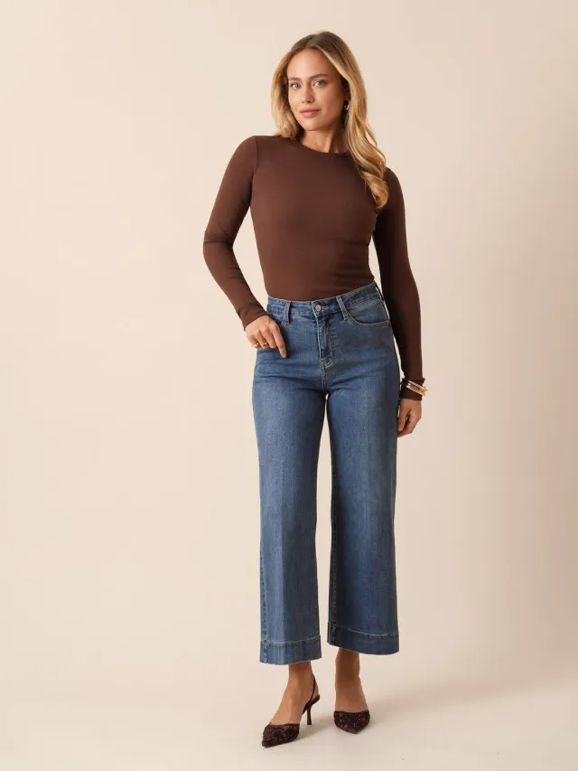 Oraije Windy jeans wide blu scuro petite