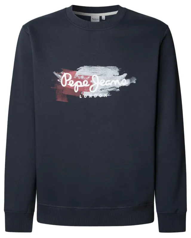 Pepe Jeans Trey Crew felpa uomo blu M logo petto