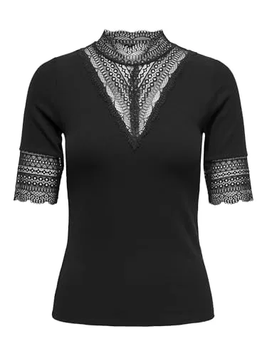 ONLY Onltilde Highneck Top Nero XS Manica Corta