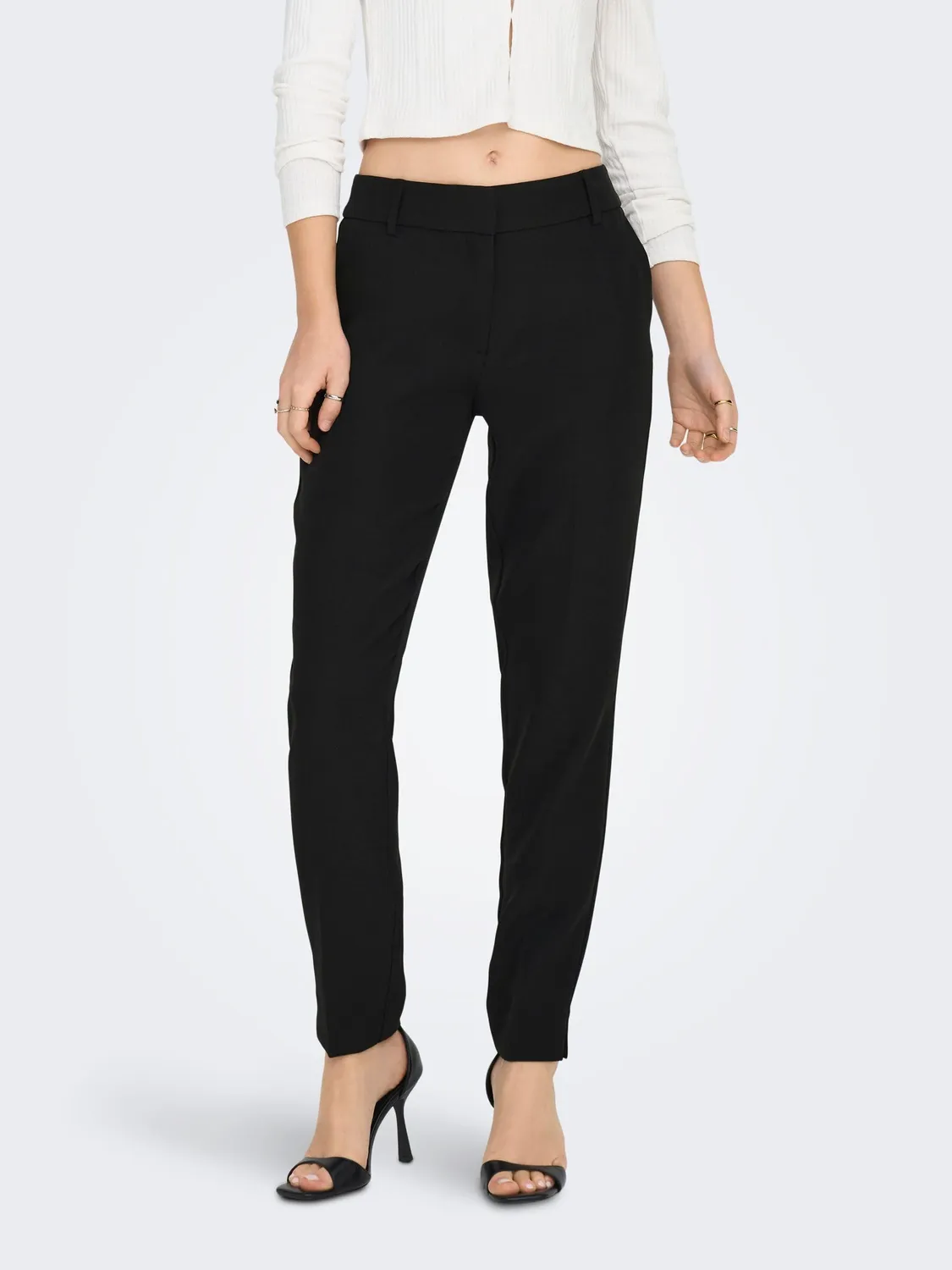Only Veronica Elly pantaloni donna neri vita alta