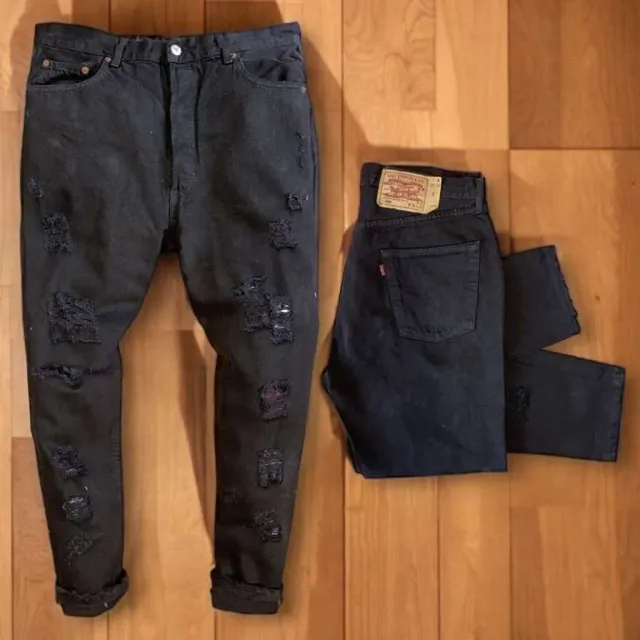 Levi's Vintage Black Destroyed jeans strappati